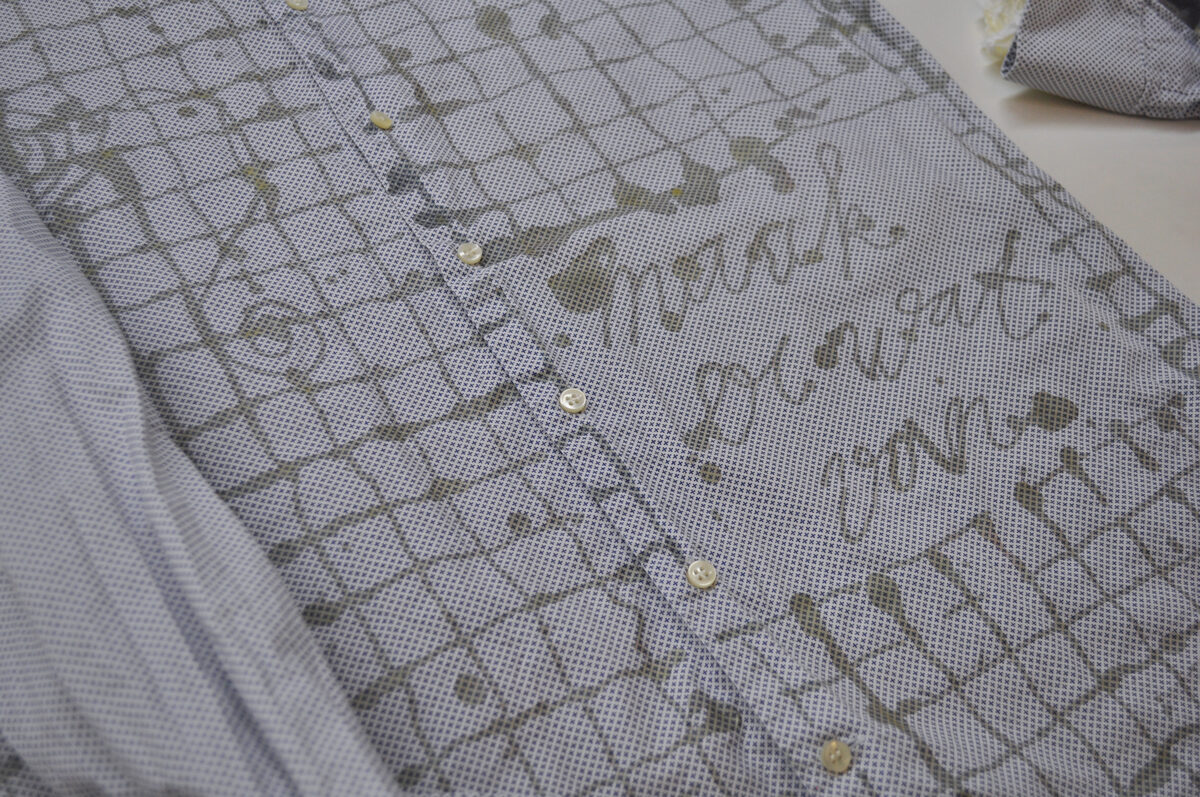 Finished batik fabric with grid pattern