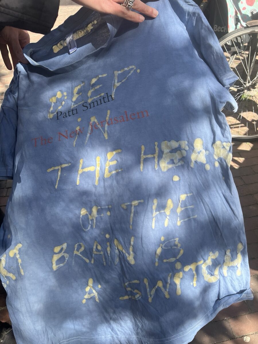 Batik t-shirt with Patti Smith text