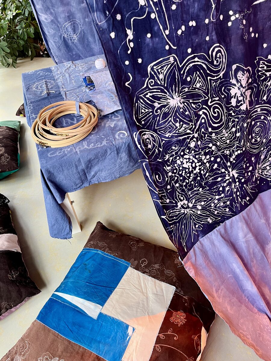 Batik and patchwork fabrics from the workshops